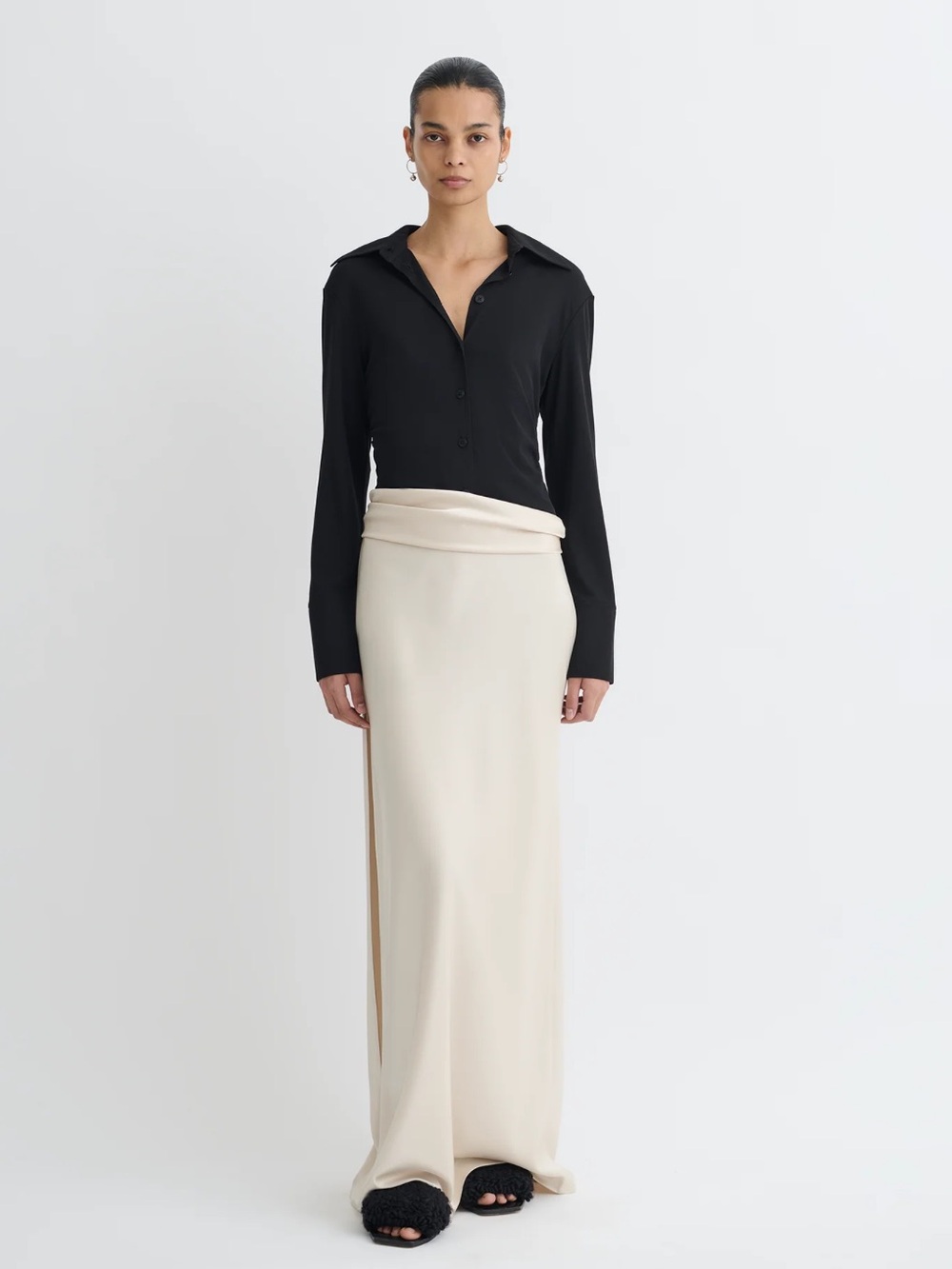 NANUSHKA Cream Draped Waist Maxi DRESS